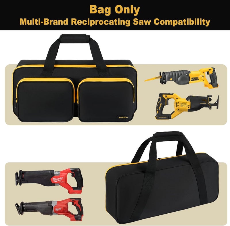 MRINCA Carrying Case Compatible with DEWALT 20V/60V Reciprocating Saw DCS380B/DCS382B/DCS389B and Milwaukee M18 2821-20/2621-20/2722-20, ​​with Multiple Accessory Pockets for RYOBI PCL515B Reciprocating Saw - Image 4